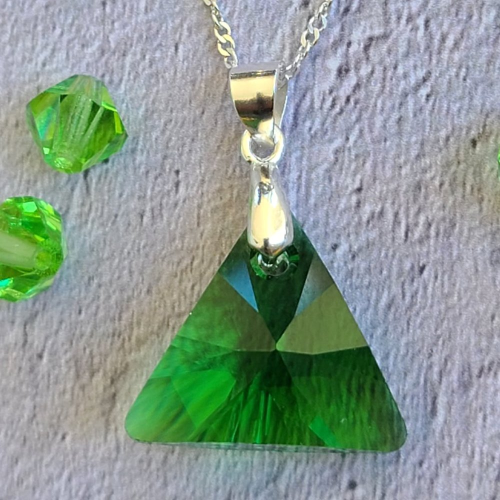 Swarovski® Crystal Green Pendant on a Silver Chain